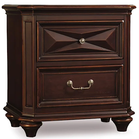 2 Drawer Nightstand with Bail & Decorative Front